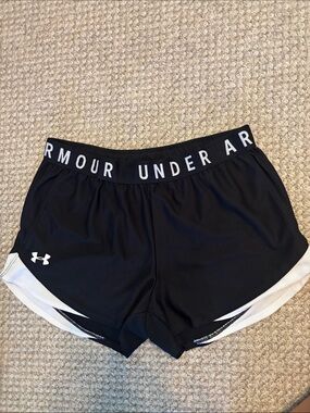 Under Armour Black Shorts with pockets & White Trim and Branded Waistband